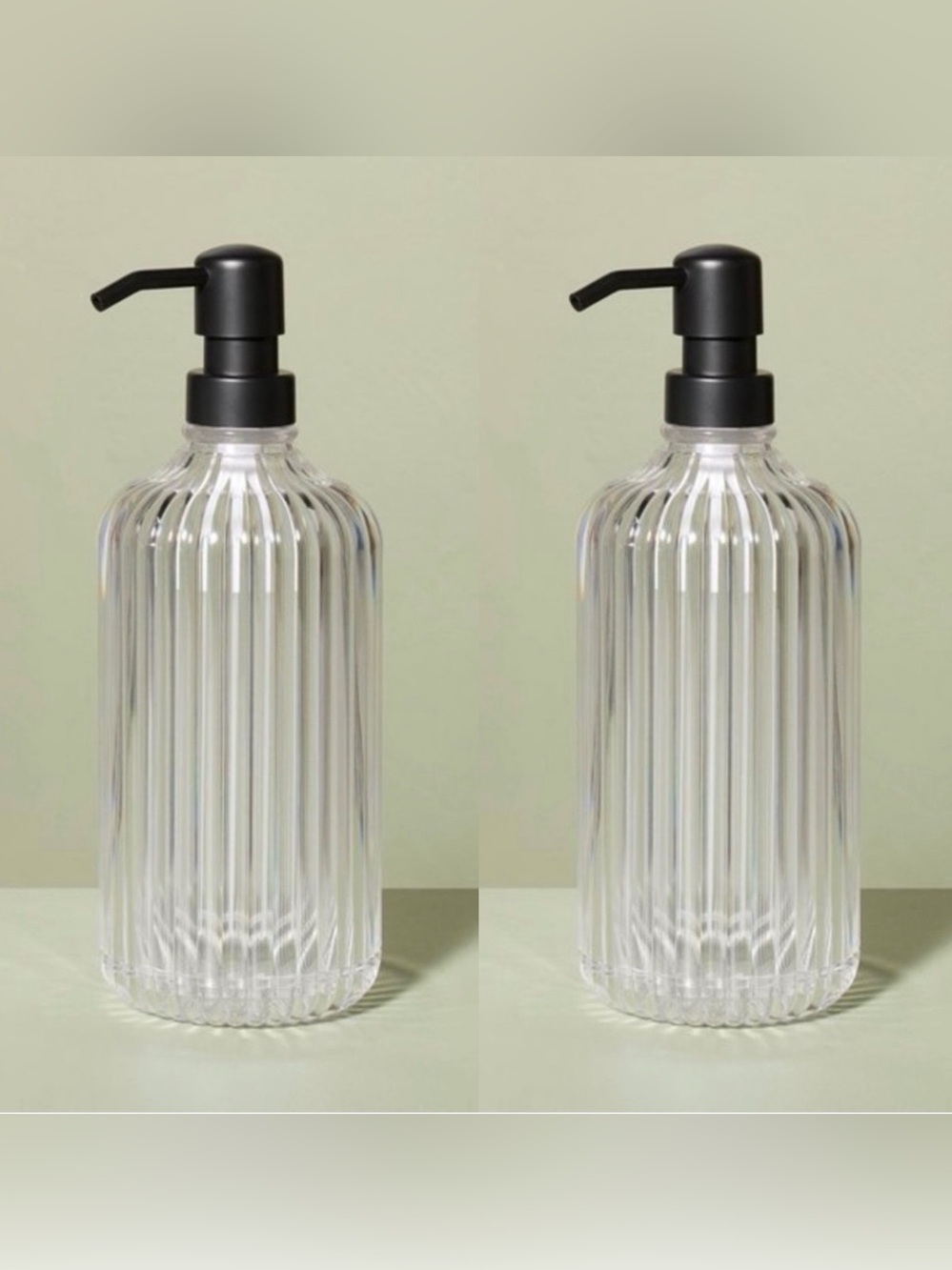 Hearth & Hand Clear Acrylic Refillable Dispenser Bathroom Accessory Set (2) NWT